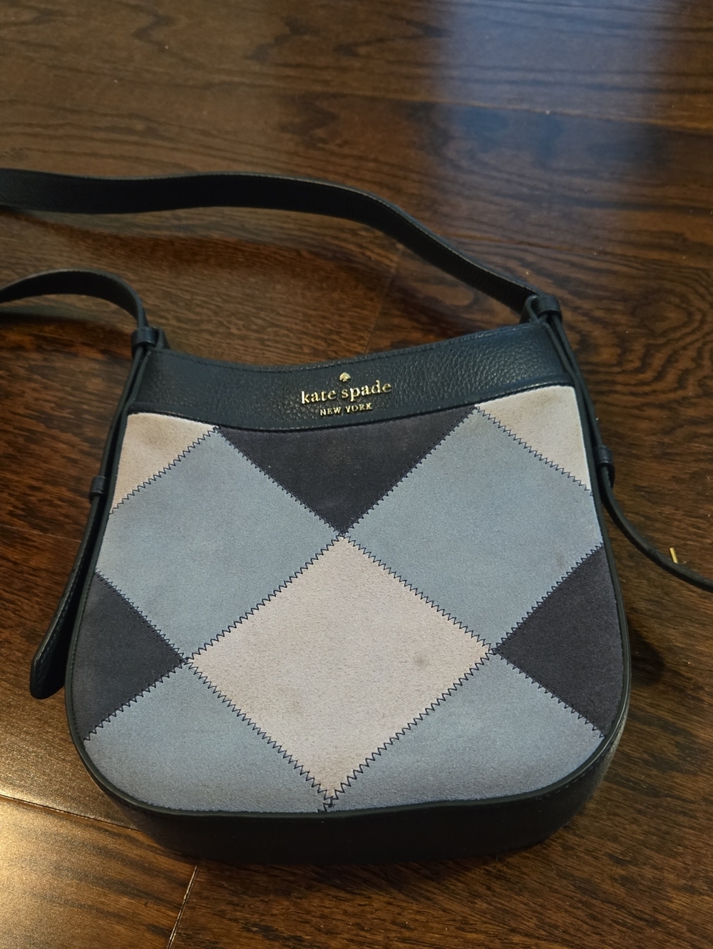 kate spade Patchwork Suede Crossbody Bag - Blue, Gray, Cream